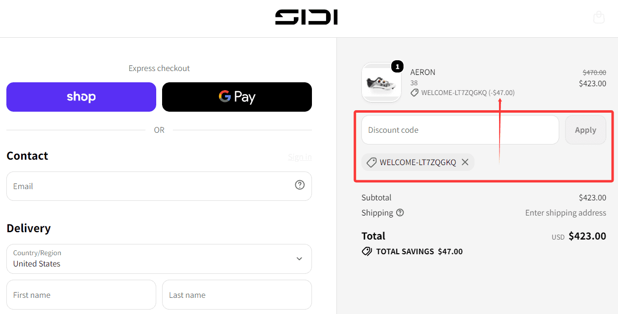 how to use Sidi coupons