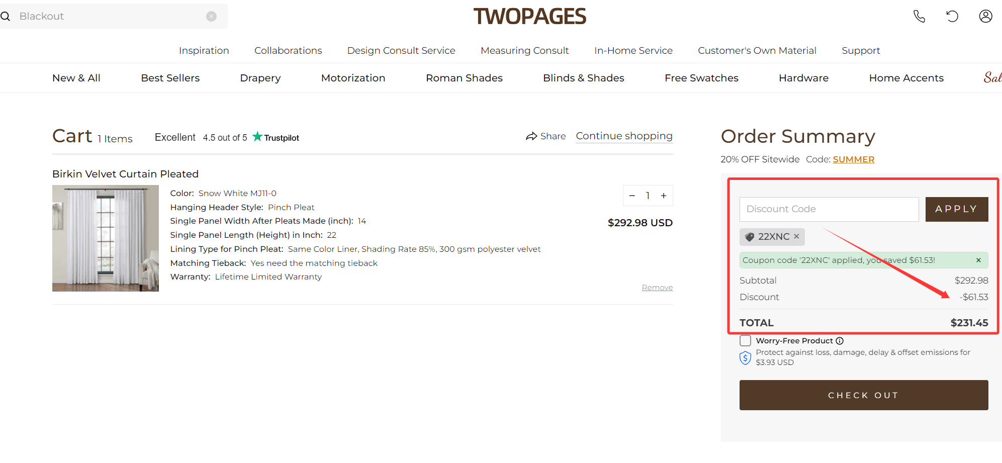 where to use TWOPAGES promo code box