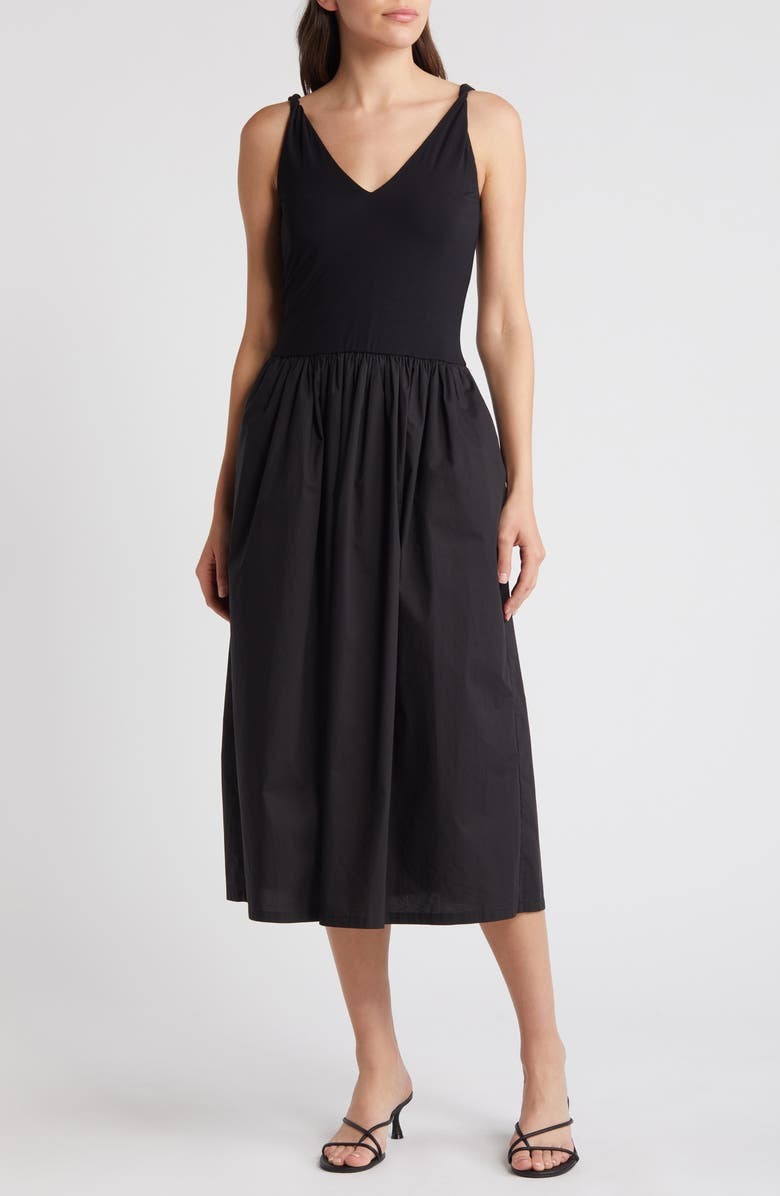 Franca Mixed Media Sleeveless Midi Dress