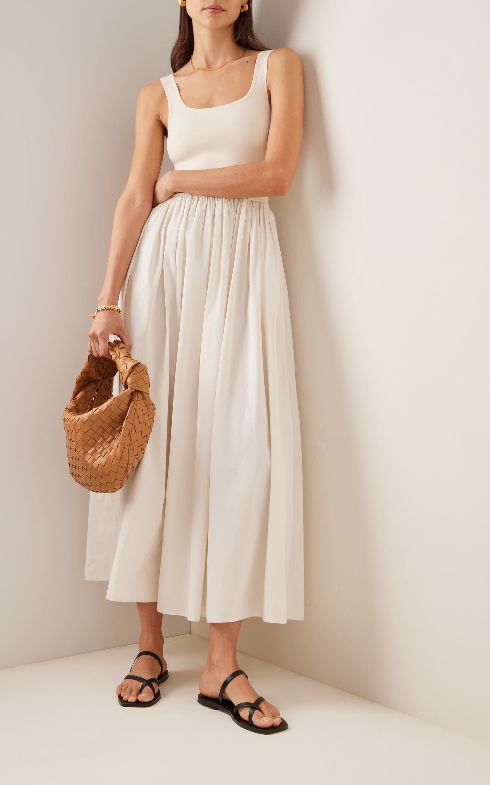 Ribbed-Knit and Cotton Maxi Dress