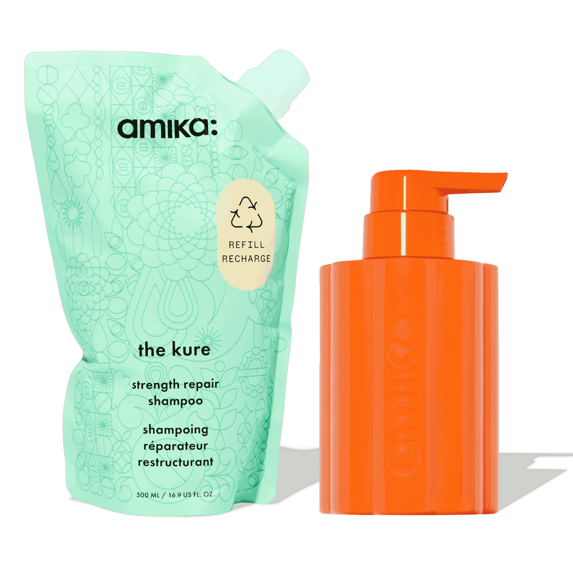 the kure strength repair shampooforever friend bottle + pouch duo