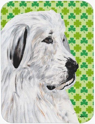 SC9738LCB Great Pyrenees Large Size Lucky Shamrock St. Patricks Day Glass Cutting Board