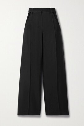 Cutout Twill Straight-leg Pants - Black