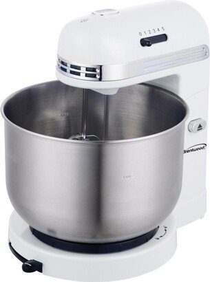 Brentwood 5 Speed Stand Mixer with 3.5 Quart Stainless Steel Mixing Bowl in White