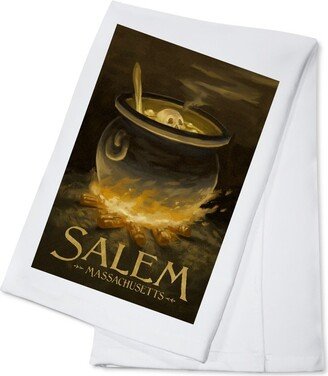 Tea Towel, Apron Salem, Massachusetts, Cauldron, Halloween Oil Painting, Kitchen Cooking, Unisex, Adjustable, Organic Cotton