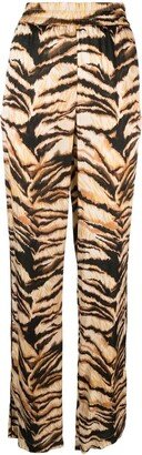 High-Waisted Tiger-Print Trousers