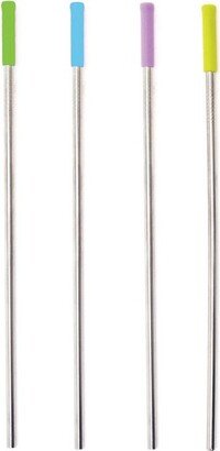 Stainless Steel Reusable Straight Straws with Cleaning Brush, Set of 4