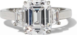 Emerald-Cut Center with Trapezoid Sides Ring, Clear