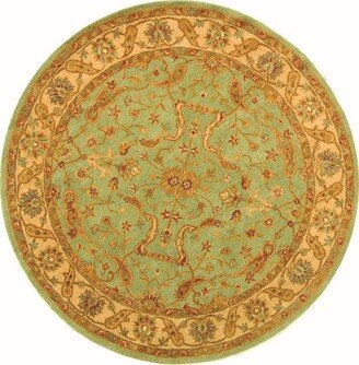 Antiquity At311 Teal and Beige 6' x 6' Round Area Rug