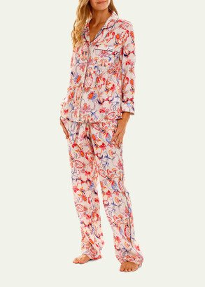 Emma Monkey-Print Linen Pajama Set