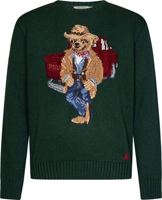 Polo Bear Intarsia-Knitted Crewneck Jumper