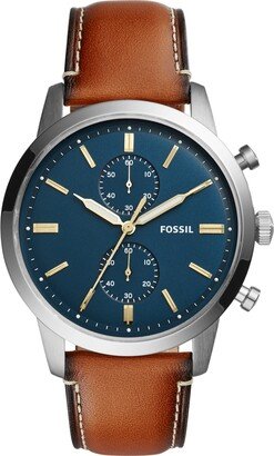 Men's Chronograph Townsman Light Brown Leather Strap Watch 44mm FS5279 - Brown/Blue