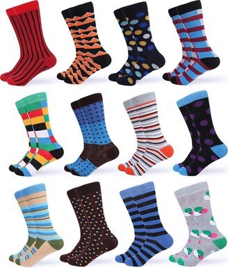 Men's Symmetric Colorful Dress Socks 12 Pack