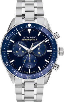 Men's Movado Heritage® Calendoplan™ S Chronograph Watch with Blue Dial (Model: 3650124)