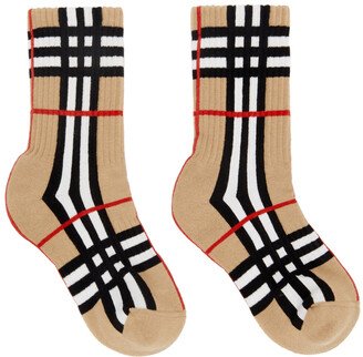 Beige Check Socks-AA