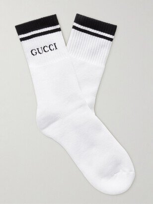 Logo-Intarsia Stretch Cotton-Blend Socks