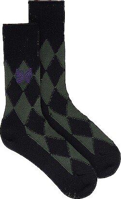 Argyle Sock in Dark Green