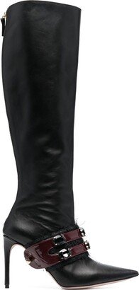 HARDOT Fringed-Panel Knee Boots