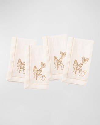 Hunt Slonem Painted Butterfly Embroidered Linen Dinner Napkin