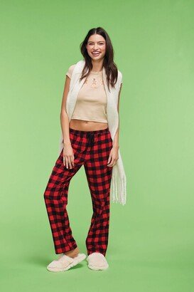 Women's Plaid Flannel Pajama Pants in Fiery Red/Black Small