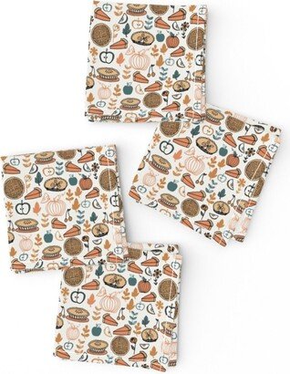 Thanksgiving Dessert Cocktail Napkins | Set Of 4 - Mini Pies By Andrea Lauren Holiday Autumn Fall Food Pie Cloth Spoonflower