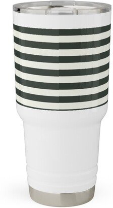 Travel Mugs: Stripe - Black And Cream Travel Tumbler, 30Oz, Black