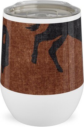 Travel Mugs: Bison Stampede - Inkwell On Brandywine Stainless Steel Travel Tumbler, 12Oz, Brown