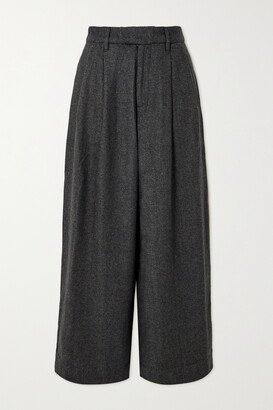 Lucas Pleated Herringbone Tweed Wide-leg Pants - Gray