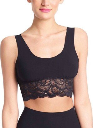 Sexy And Smooth Lace Trim Longline Bralette In Black