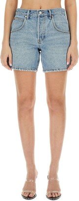 Mid-Waisted Loose Denim Shorts