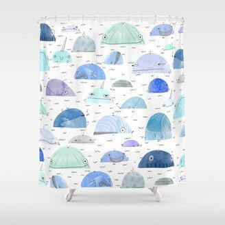 Whale party Shower Curtain