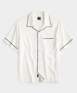 Japanese Tipped Rayon Lounge Shirt in White