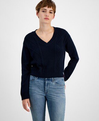 Women's V-Neck Cable-Knit Sweater