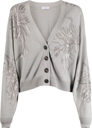 Marine Flower V-neck cardigan