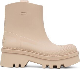 Raina beige rubber rain boots