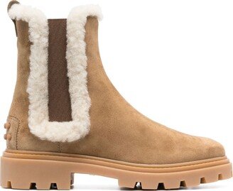 Shearling-Trim Chelsea Boots