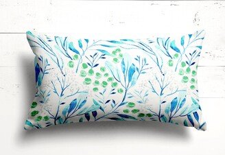 Sale 24x12 Limited Edition Outdoor Decorative Lumbar Blue Small Floral Pillow Cover Gould Capri