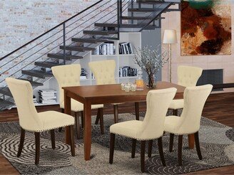 Kitchen Table Set- 6 Parson Dining Room Chairs and Small Table - High Back