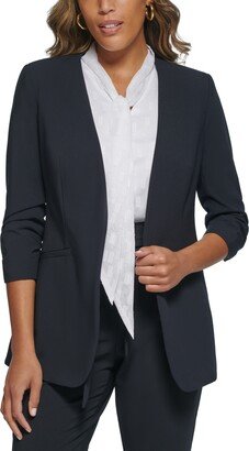 Petite Open Front Scrunched Sleeve Jacket