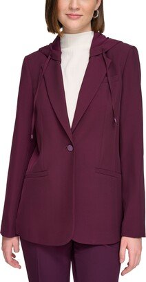 Petite Hooded One-Button Blazer