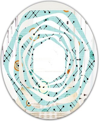 Designart 'Retro Abstract Design XIV' Printed Modern Round or Oval Wall Mirror - Whirl