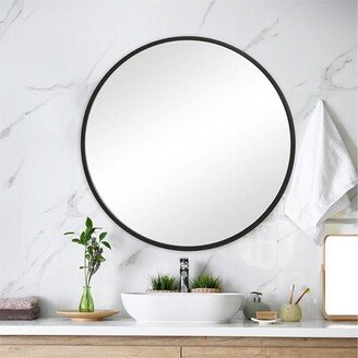 Snake River Décor 43 Round Contemporary PVC Vinyl and Metal Mirror Black - 43x43