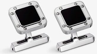 Mens Silver and Black Santos de Sterling-silver Cufflinks