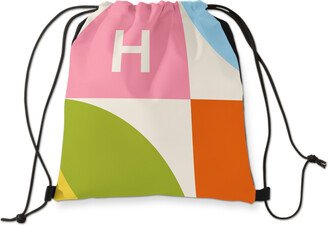 Drawstring Backpacks: Abstract Shapes Monogram Drawstring Backpack