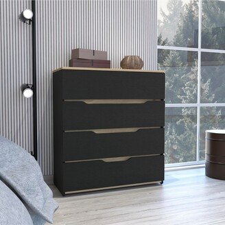 Simplie Fun Lynbrook 4-Drawer Dresser Black Wengue and Light Oak