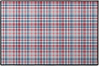 Door Mats: American Plaid - Blue And Red Door Mat, Multicolor