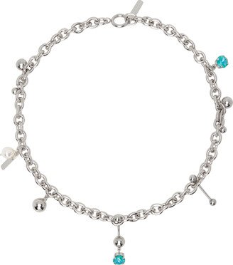 SSENSE Exclusive Silver & Blue Andrew Necklace