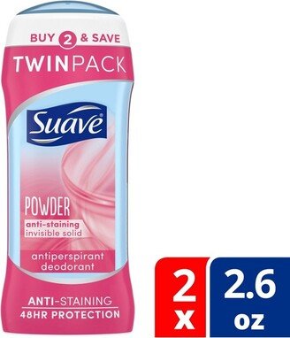 Suave Powder Anti-Staining 48-Hour Antiperspirant & Deodorant Stick - 2.6oz/2pk