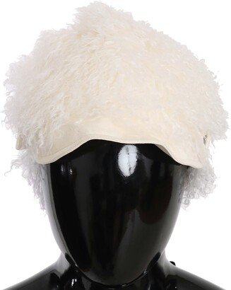 Beige Tibet Lamb Fur Gatsby Cap Women Women's Hat