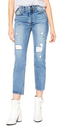 Astoria High Waist Distressed Crop Straight Leg Jeans